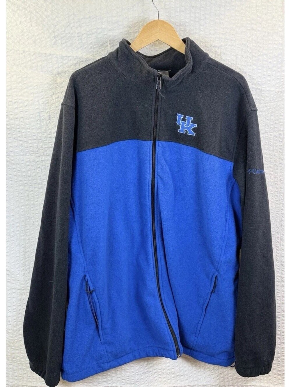 Columbia Fleece Jacket Mens XXL Tall Blue Black Kentucky Wildcats NCAA Full Zip